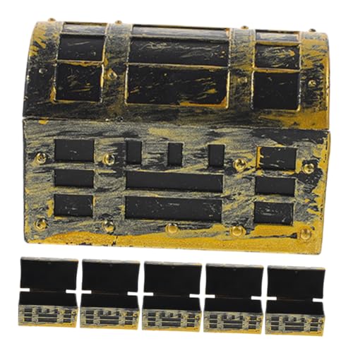 Sosoport 6 Stück Puppenhausminiaturen Mini-Hausverzierung Miniatur-Schatzkiste Party für Mädchen piraten Ornament Mikroszenenkörbe Miniatur-Puppenhauszubehör Abs Golden von Sosoport