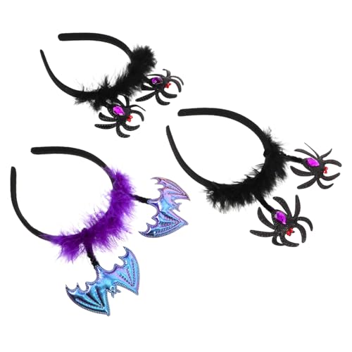 Sosoport 6 Stück Teiliges Halloween Haarreif mit Spinnen Fledermausdesign Leichtes Kunststoffmaterial Komfortabel für Kostüm Partyaccessoires Gruselige Kopfbedeckung Mädchen von Sosoport