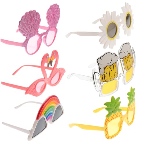 Sosoport 6 Stück Teiliges Partybrillen Lustige Hawaii Sonnenbrillen mit Flamingo Ananas Cocktail Design für Strand Pool Kostüm Party und Zubehör Sosoport 6 Stück Teiliges Partybrillen Lustige Hawaii Sonnenbrillen mit Flamingo Ananas Cocktail Design für Strand Pool Kostüm Party und Zubehör von Sosoport