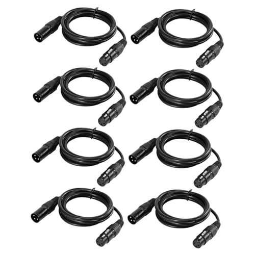Sosoport 8 Stück 3 Bühnenbeleuchtung DMX-Kabeldraht Audiokabel Scheinwerferkabel Lichtkabel Beleuchtungskabel DMX-Kabel 3-polig 3-poliges Mikrofonkabel Metall Black von Sosoport