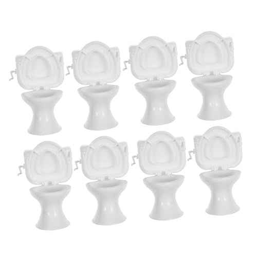 Sosoport 8 Stück Puppenhaus-Badezimmer-Accessoires geformt realistisch Dollhouse Badezimmer unser Puppenhauszubehör Sitz zarte Mini-Toilettendekore kleine Hausmöbel Mini Möbel Plastik Weiß von Sosoport