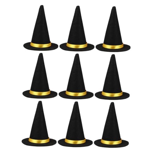 Sosoport 9 Stück Mini Hexenhüte Aus Filz Halloween Weinflaschenaufsätze Party Dekorationen Für Heimwerker Basteln Halloween Partygeschenke Tischdekorationen Schwarz von Sosoport
