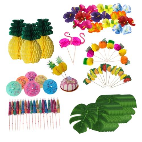Sosoport 99 Stück 1 Satz Tischlayout -Prop -Kombination Partydekorationen Ananas Tiki-Party-Dekorationen Hibiskus Party-Wabenkugeln Monstera hawaiianische Topper Bambus Sosoport 99 Stück 1 Satz Tischlayout -Prop -Kombination Partydekorationen Ananas Tiki-Party-Dekorationen Hibiskus Party-Wabenkugeln Monstera hawaiianische Topper Bambus von Sosoport