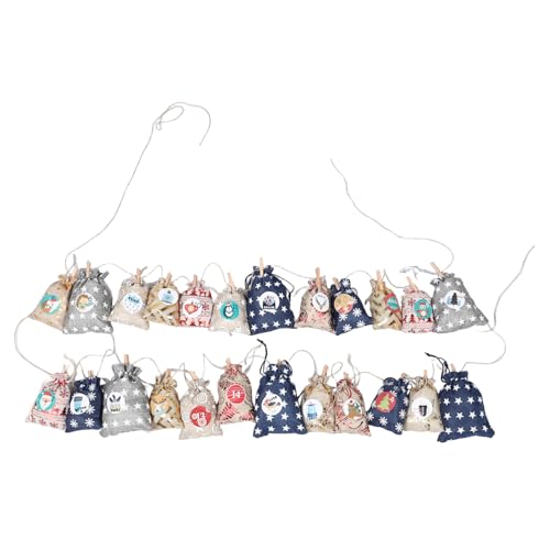 Sosoport Aktivität Party Favors Tage Beutel Weihnachten Draw Sackleinen Urlaub DIY Goodie Geschenk Nummerierte Weihnachtsdekorationen Dekor Festliches Hängeset Kalender Wiederverwendbare von Sosoport