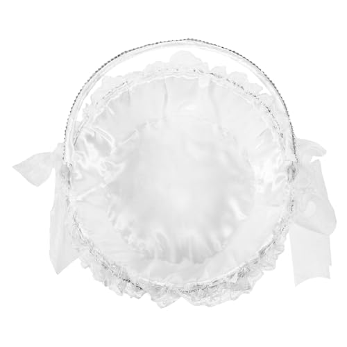 Sosoport Blumenkorb für Hochzeit mit Spitzenrand Eleganter Handkorb für Blumenkinder zur Aufbewahrung von Blumen Früchten und Süßigkeiten Leicht und Tragbar für Feste und Partys von Sosoport