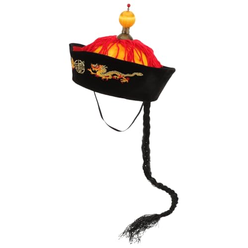 Sosoport Chinesische Kaiserkrone mit Zöpfen Dekorativer Orientalischer Braided Hat Robustes Kostüm accessoire für Erwachsene Geeignet für Cosplay Partys Fasching und Theateraufführungen von Sosoport