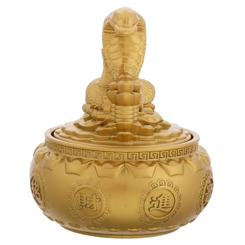 Sosoport Feng Shui Schlangenfigur Jahr der Schlange Deko Figur Wohnzimmer Glücksbringer Goldener Reichtum Schatzschale Fengshui Tierkreiszeichen Ornament von Sosoport