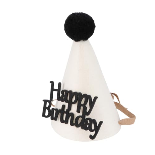 Sosoport Geburtstagshut aus Dickem Filz mit Happy Birthday Partyhut Deko für Erwachsene Formstabiler Partyhut als Foto Requisite Weißer Geburtstagsmütze mit Pom Pom Partyzubehör von Sosoport