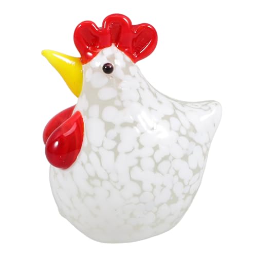 Sosoport Glasornament Huhn Tiere Hahn Dekoration Hennen Entzückende Tierfiguren Hahn Figur Dekorativ Mini Puppenhaus Klein Winzige Party Hahn Skulptur Glas Hahn Weiß von Sosoport