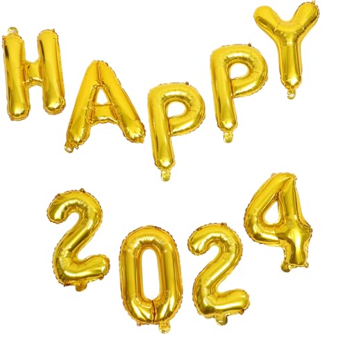 Sosoport Goldene Folienballons Happy Zahlenballon Party Deko Aluminiumfolie Silvester Neujahr Feier Dekorationen für Abschlussfeiern Festliche Luftballons von Sosoport