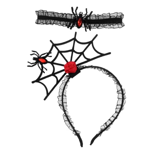 Sosoport Halloween-Dekorationsset Spinnenstirnband anziehen Haarspangen Halloween Spinnen-Stirnband für Frauen Kostüm Haarband Trachtenstirnbänder für Damen Kostümstirnband Plastik Schwarz von Sosoport