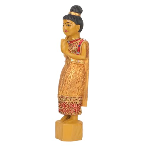 Sosoport Handgefertigte Holzfigur Holzschnitzerei Dekorative Thai Skulptur Goldfarbene Holzkunst für Inneneinrichtung und Geschenkideen von Sosoport
