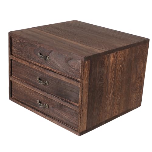 Sosoport Holz Aufbewahrungsbox mit Retro Tischorganizer aus Massivem Holz für Schmuck und Büromaterialien Stufige Schubladenbox Multifunktionale Sosoport Holz Aufbewahrungsbox mit Retro Tischorganizer aus Massivem Holz für Schmuck und Büromaterialien Stufige Schubladenbox Multifunktionale von Sosoport
