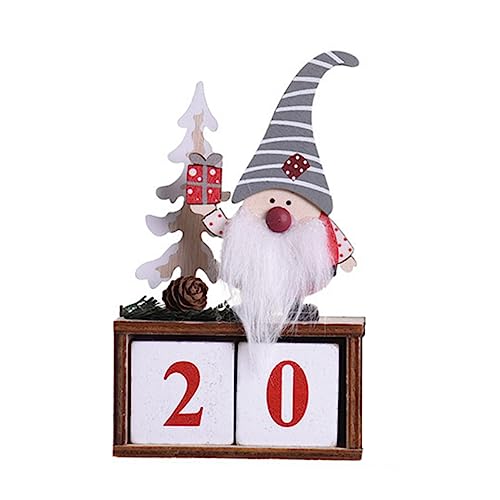 Sosoport Holzblock Tischkalender Weihnachten DIY Holz Würfel Adventskalender mit Monats und Datumsanzeige Wiederverwendbarer Desktop Kalender für Büro Dekoration von Sosoport