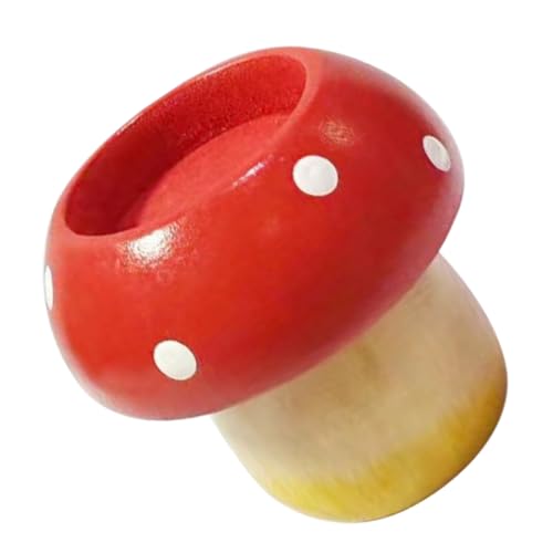 Sosoport Holzpilz Dekoration Rot Langlebige Holzfigur Pilz Ornamente Künstlerisches Design Vielseitiges Tisch und Regal Accessoire für Büro Küche Wohnzimmer und Schlafzimmer von Sosoport