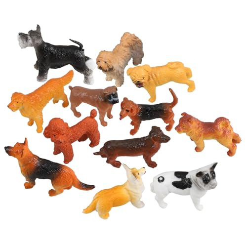 Sosoport Kleiner Hundefiguren 12 Stück Realistische Kunststoff Welpen Figuren für Kinder Hundespielzeug und Deko für Tischdekoration und Kleiner Garten von Sosoport
