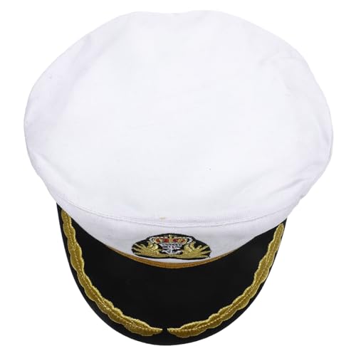 Sosoport Matrosen Kapitänsmütze aus Baumwolle mit Stickerei Leichte Yacht und Partyhut Verstellbare Cosplay Kappe für Karneval Boots und Poolpartys Sosoport Matrosen Kapitänsmütze aus Baumwolle mit Stickerei Leichte Yacht und Partyhut Verstellbare Cosplay Kappe für Karneval Boots und Poolpartys von Sosoport