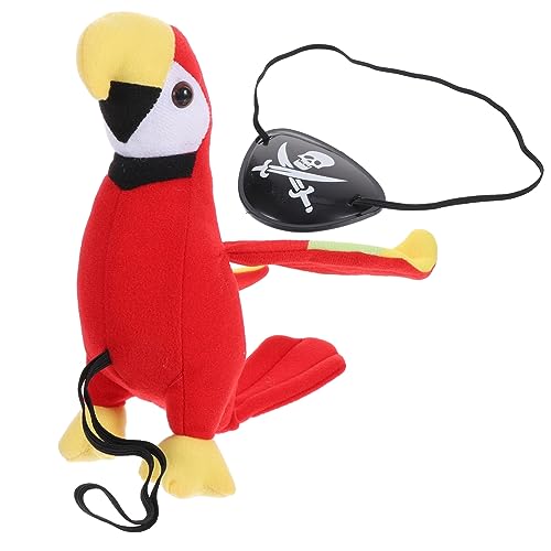 Sosoport Plüsch Papagei und Augenmaske für Piratenkostüm Halloween Cosplay Zubehör für Schulter und Maskerade Teiliges für Themenpartys und Geburtstagsfeiern von Sosoport