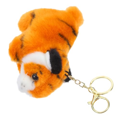 Sosoport Plüsch Schlüsselanhänger Weicher Tier Anhänger Gelber Tiger für Taschen Auto Deko Party Gastgeschenk Kuscheliges für Jungen Mädchen von Sosoport