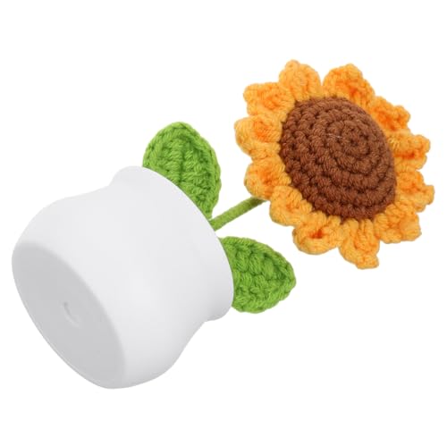 Sosoport Simulierte Sonnenblume Handarbeit gehäkelt gestrickte Blumen Häkeltopf Sonnenblumenplüsch Häkelblüten gestrickte künstliche Blumen gehäkelte Pflanzen Garn von Sosoport