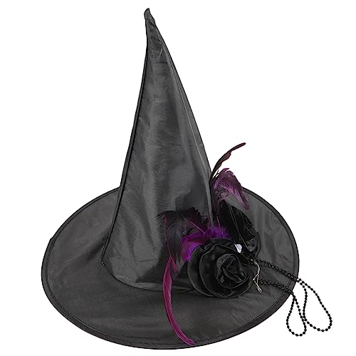 Sosoport Vintage Masquerade Hexenhut Karneval Halloween Partyhut Cosplay Hut mit Rüschen Dunkel Zauberer Hut für Erwachsene und Dekoration von Sosoport