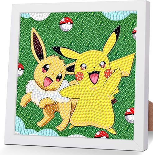 Diamond Painting Anime Set für Kinder mit 20x20cm Rahmen, 5D Diamant Malerei mit Cartoon Motiven - Kreatives DIY Bastelgeschenk für Mädchen & Jungen ab 5 6 7 8 9 10 Jahre als Zimmerdeko (Green) von Sotobegirl