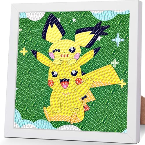 Diamond Painting Kinder Mit Rahmen 20×20cm, 5D Diamant Painting Bilder Set Cartoon ab 5 6 7 8 9 10 Jahre Kinder, Bausätze für Anime Diamantmalerei Geschenk für Mädchen Jungen, DIY Haus Deko Bastelset von Sotobegirl