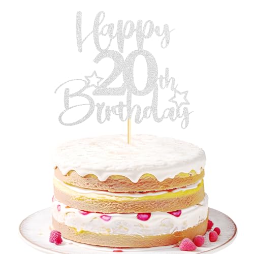 Sotpot 1 Packung 20 Geburtstag Kuchen Topper Doppelseitig Silber Glitzer Kuchen Topper mit Stern Muster Kuchen Dekoration für Happy 20th Birthday Party Kuchen Dekorationen Sotpot 1 Packung 20 Geburtstag Kuchen Topper Doppelseitig Silber Glitzer Kuchen Topper mit Stern Muster Kuchen Dekoration für Happy 20th Birthday Party Kuchen Dekorationen von Sotpot