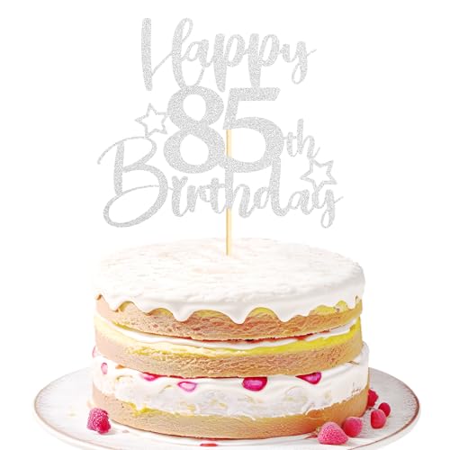 Sotpot 1 Packung 85 Geburtstag Kuchen Topper Doppelseitig Silber Glitzer Kuchen Topper mit Stern Muster Kuchen Dekoration für Happy 85th Birthday Party Kuchen Dekorationen Sotpot 1 Packung 85 Geburtstag Kuchen Topper Doppelseitig Silber Glitzer Kuchen Topper mit Stern Muster Kuchen Dekoration für Happy 85th Birthday Party Kuchen Dekorationen von Sotpot