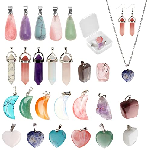 Souarts 25PCS zufällig Charms Stein Anhänger Set für Ohrringe Armband Halskette, Edelstein Tropfen Heilstein Herzsteine Schmuck Selber Machen Set m Souarts 25PCS zufällig Charms Stein Anhänger Set für Ohrringe Armband Halskette, Edelstein Tropfen Heilstein Herzsteine Schmuck Selber Machen Set m von Souarts
