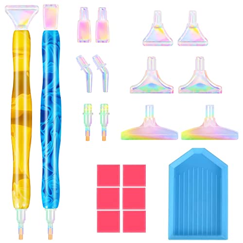 Souarts Diamond Painting Stift Zubehör Set, Bunt Diamant Painting Stifte Aufsätze Plastik, Erwachsene Kinder 5D Drill Pen für Mosaikherstellung Nagelkunst Diamantmalerei(21PCS Gelb Hellblau) von Souarts