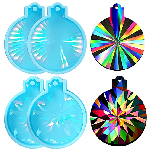 Souarts Weihnachten Resin Silikonform Epoxidharz Formen Silikon Holografisch Effekt DIY Gießform Harz Silikonformen für Weihnachtskugeln Weihnachtsbaum Deko(Blau 4PCS) von Souarts