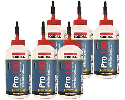 Sparset 6x 750ml Soudal Holzleim Pro 10D -> lösemittelfreier Kleber auf PVAC-Basis speziell für den Innenbereich von Soudal