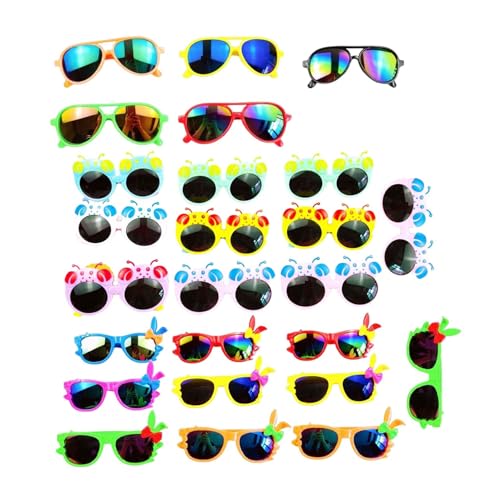 SouiWuzi 25 Paar Kinder Sonnenbrille Bulk Party Sonnenbrille Bunte Kinder Plastik Sonnenbrille für Mädchen Kleinkindparty Sonnenbrille (zufällige Farbe), Geburtstagsfeier Sonnenbrille von SouiWuzi