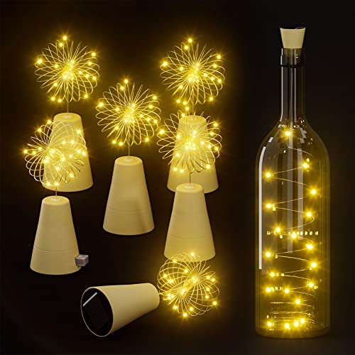 SoulBay Solar Flaschenlichterkette Korken, 6 Stück LED Flaschenlichterkette Korken Lichterkette Outdoor Wasserdicht mit 2m 20 LED-Leuchten für Außen Mason Jar Party Halloween DIY Decor - Warmweiß von SoulBay