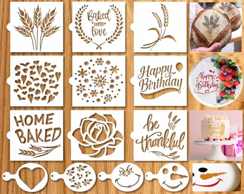 SoulQool 13 Stück Brot-Schablonen für Sauerteig, Brot, Kuchen, Schablonen zum Dekorieren, Weizen, Sauerteig, Brot, Backzubehör, Schablonen, Brotkuchen, Kekse, Backschablonen (Stil A) SoulQool 13 Stück Brot-Schablonen für Sauerteig, Brot, Kuchen, Schablonen zum Dekorieren, Weizen, Sauerteig, Brot, Backzubehör, Schablonen, Brotkuchen, Kekse, Backschablonen (Stil A) von SoulQool
