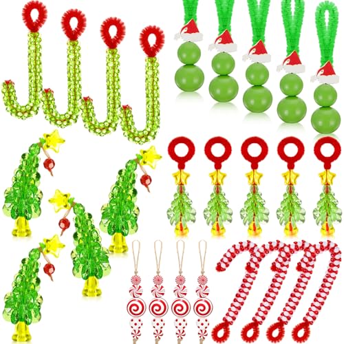 Soulchen 60-teiliges Set mit Weihnachtsperlen, Ornament, Perlen-Set, Weihnachtsbaumschmuck, Kunststoff, Hängedekoration, DIY-Zubehör für Weihnachtsbaum, Urlaub, Partyzubehör von Soulchen