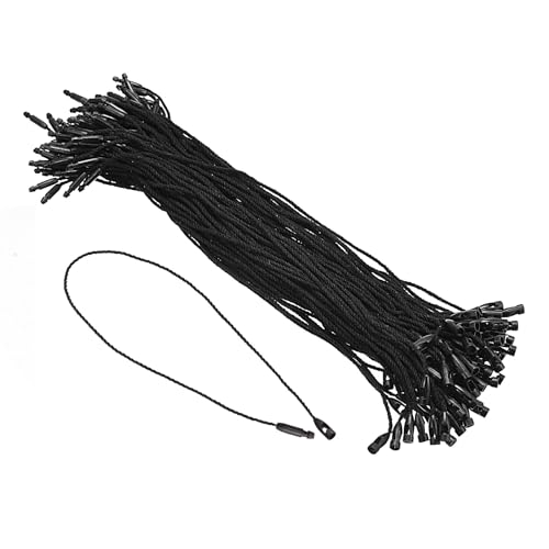 Soulnioi 100 Stück Baumwoll-Hängeetiketten mit Rundschloss, 20 cm Etikettenverschlüsse für Kleidung, Preisetiketten, DIY-Einzelhandelsschilder (schwarz) von Soulnioi
