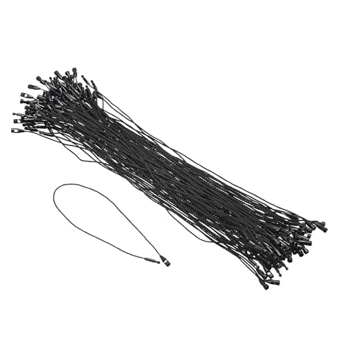 Soulnioi 100 Stück Nylon-Hängeetiketten mit Kugelschloss, 20 cm Etikettenverschlüsse für Kleidung, Preisetiketten, DIY-Einzelhandelsschilder (schwarz) von Soulnioi