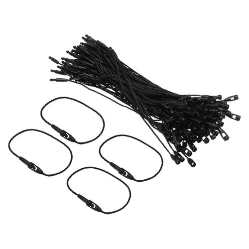 Soulnioi 100 Stück Polyester-Hängeetiketten mit Kugelschloss, 12 cm Etikettenverschlüsse für Kleidung, Preisetiketten, DIY-Einzelhandelsschilder (schwarz) von Soulnioi