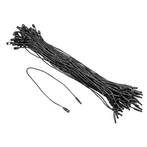 Soulnioi 100 Stück gewachste Schnüre zum Aufhängen mit Kugelschloss, 20 cm Etikettenverschlüsse für Kleidung, Preisetiketten, DIY-Einzelhandelsanhänger (schwarz) von Soulnioi