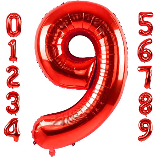 Presentory | Geburtstagsdeko Mädchen, Happy Birthday Ballon in Rot, Geburtstagsgirlande, Happy Birthday Girlande, Deko Geburtstag Prinzessin (Zahl 9) von Soulstice