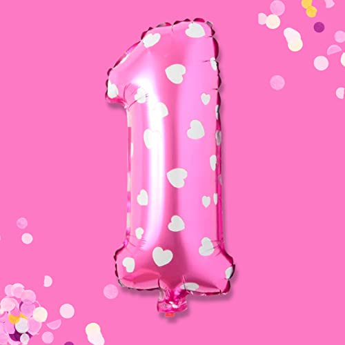 𝐏𝐑𝐄𝐒𝐄𝐍𝐓𝐎𝐑𝐘 XXL *1-Meter* Zahlenballon, Folienballon Zahl 1 in Pink, Luftballon Nummer Eins als Geburtstagsdeko für Happy Birthday Girlande von Soulstice