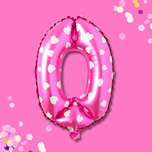 𝐏𝐑𝐄𝐒𝐄𝐍𝐓𝐎𝐑𝐘 XXL *1-Meter* Zahlenballon, Folienballon Zahl 0 in Pink, Luftballon Nummer Eins als Geburtstagsdeko für Happy Birthday Girlande von Soulstice