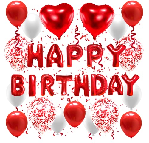 Presentory | Geburtstagsdeko Mädchen, Happy Birthday Ballon in Rot, Geburtstagsgirlande, Happy Birthday Girlande, Deko Geburtstag Prinzessin von Soulstice