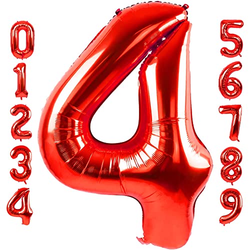Presentory | Geburtstagsdeko Mädchen, Happy Birthday Ballon in Rot, Geburtstagsgirlande, Happy Birthday Girlande, Deko Geburtstag Prinzessin (Zahl 4) von Soulstice