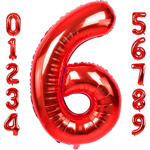 Presentory | Geburtstagsdeko Mädchen, Happy Birthday Ballon in Rot, Geburtstagsgirlande, Happy Birthday Girlande, Deko Geburtstag Prinzessin (Zahl 6) von Soulstice