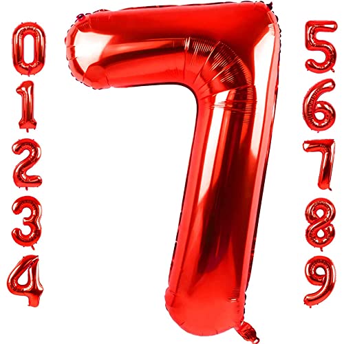 Presentory | Geburtstagsdeko Mädchen, Happy Birthday Ballon in Rot, Geburtstagsgirlande, Happy Birthday Girlande, Deko Geburtstag Prinzessin (Zahl 7) von Soulstice