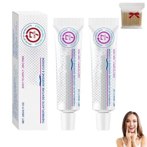 Adheza Dental Adhesive, Adheza Denture Fixative, Thermoplastic Denture Adhesive, Dentures Repair for Dental Super Glue for Teeth, Fors Daily Women Men Adults (2) von Soumiey