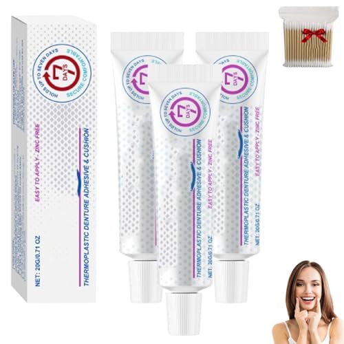 Adheza Dental Adhesive, Adheza Denture Fixative, Thermoplastic Denture Adhesive, Dentures Repair for Dental Super Glue for Teeth, Fors Daily Women Men Adults (3) von Soumiey